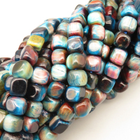 Natural Color Tiger Eye Beads Strands,Angle of Attack,Square,Dyed,Cyan Blue Black,8x8mm,Hole:1.2mm,51 pcs/strand,36 g/strand,5 strands/package,14.96"(38cm),XBGB07098vhmv-L020