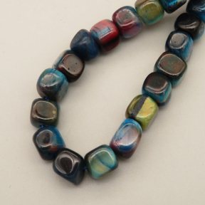 Natural Color Tiger Eye Beads Strands,Angle of Attack,Square,Dyed,Cyan Blue Black,8x8mm,Hole:1.2mm,51 pcs/strand,36 g/strand,5 strands/package,14.96"(38cm),XBGB07098vhmv-L020