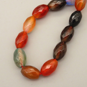 Natural Agate Beads Strands,Rice Grains,Faceted,Dyed,Mixed Color,8x12mm,Hole:1.2mm,32 pcs/strand,80 g/strand,5 strands/package,14.96"(38cm),XBGB07102bhia-L020