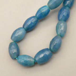 Natural Agate Beads Strands,Rice Grains,Faceted,Dyed,Cyan,8x12mm,Hole:1.2mm,32 pcs/strand,80 g/strand,5 strands/package,14.96"(38cm),XBGB07104bhia-L020