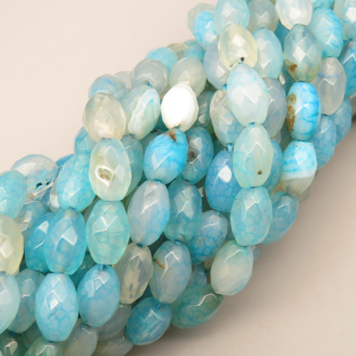 Natural Agate Beads Strands,Rice Grains,Faceted,Dyed,Light Blue,8x12mm,Hole:1.2mm,32 pcs/strand,80 g/strand,5 strands/package,14.96"(38cm),XBGB07108bhia-L020