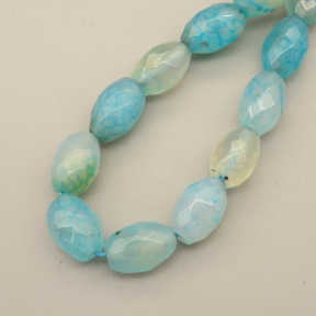 Natural Agate Beads Strands,Rice Grains,Faceted,Dyed,Light Blue,8x12mm,Hole:1.2mm,32 pcs/strand,80 g/strand,5 strands/package,14.96"(38cm),XBGB07108bhia-L020