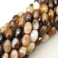 Natural Agate Beads Strands,Rice Grains,Faceted,Dyed,Brown,8x12mm,Hole:1.2mm,32 pcs/strand,80 g/strand,5 strands/package,14.96"(38cm),XBGB07112bhia-L020