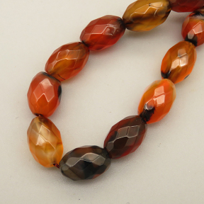 Natural Agate Beads Strands,Rice Grains,Faceted,Dyed,Brown,8x12mm,Hole:1.2mm,32 pcs/strand,80 g/strand,5 strands/package,14.96"(38cm),XBGB07114bhia-L020