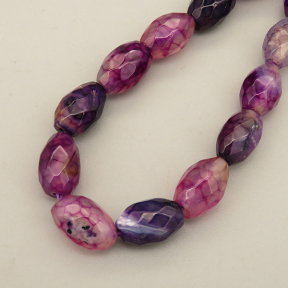 Natural Agate Beads Strands,Rice Grains,Faceted,Dyed,Purple,8x12mm,Hole:1.2mm,32 pcs/strand,80 g/strand,5 strands/package,14.96"(38cm),XBGB07116bhia-L020