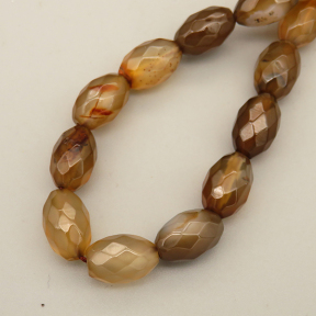 Natural Agate Beads Strands,Rice Grains,Faceted,Dyed,Brown,8x12mm,Hole:1.2mm,32 pcs/strand,80 g/strand,5 strands/package,14.96"(38cm),XBGB07118bhia-L020