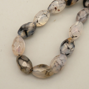 Natural Agate Beads Strands,Rice Grains,Faceted,Dyed,Milky Black,8x12mm,Hole:1.2mm,32 pcs/strand,80 g/strand,5 strands/package,14.96"(38cm),XBGB07124bhia-L020