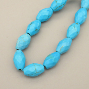 Natural Howlite Beads Strands,Rice Grains,Faceted,Dyed,Sky Blue,8x12mm,Hole:1.2mm,32 pcs/strand,80 g/strand,5 strands/package,14.96"(38cm),XBGB07126bhia-L020