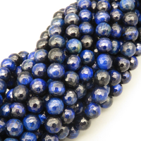 Natural Color Tiger Eye Beads Strands,Round,Faceted,Dyed,Deep Royal Blue,8mm,Hole:1mm,47 pcs/strand,36 g/strand,5 strands/package,14.96"(38cm),XBGB07160ahpv-L020