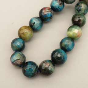 Natural Color Tiger Eye Beads Strands,Round,Faceted,Dyed,Cyan Blue Brown,10mm,Hole:1mm,38 pcs/strand,55 g/strand,5 strands/package,14.96"(38cm),XBGB07166bika-L020