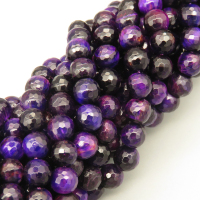 Natural Color Tiger Eye Beads Strands,Round,Faceted,Dyed,Dark purple,6mm,Hole:1mm,63 pcs/strand,22 g/strand,5 strands/package,14.96"(38cm),XBGB07170vhmv-L020