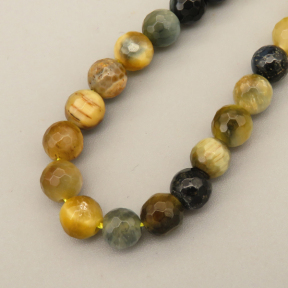 Natural Color Tiger Eye Beads Strands,Round,Faceted,Dyed,Yellow Dark Gray,6mm,Hole:1mm,63 pcs/strand,22 g/strand,5 strands/package,14.96"(38cm),XBGB07172vhmv-L020