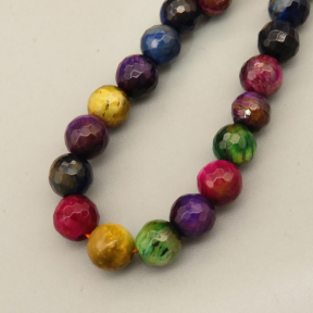 Natural Color Tiger Eye Beads Strands,Round,Faceted,Dyed,Mixed Color,6mm,Hole:1mm,63 pcs/strand,22 g/strand,5 strands/package,14.96"(38cm),XBGB07176vhmv-L020