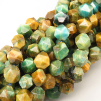 Natural Color Tiger Eye Beads Strands,Star Horn,Faceted,Dyed,Cyan Brown,10mm,Hole:1mm,38 pcs/strand,55 g/strand,5 strands/package,14.96"(38cm),XBGB07178ajha-L020