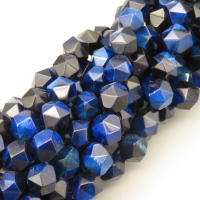 Natural Color Tiger Eye Beads Strands,Star Horn,Faceted,Dyed,Royal Blue,8mm,Hole:1mm,47 pcs/strand,36 g/strand,5 strands/package,14.96"(38cm),XBGB07184vina-L020