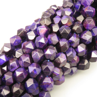 Natural Color Tiger Eye Beads Strands,Star Horn,Faceted,Dyed,Purple,10mm,Hole:1mm,38 pcs/strand,55 g/strand,5 strands/package,14.96"(38cm),XBGB07190ajha-L020