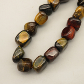 Natural Gold Tiger Eye Beads Strands,Random Particles,Golden Brown Red,9x11x11mm-9x10x14mm,Hole:1mm,37 pcs/strand,110 g/strand,5 strands/package,14.96"(38cm),XBGB07208vhha-L020