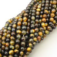 Natural Gold Tiger Eye Beads Strands,Round,Dyed,Golden Gray,4mm,Hole:0.8mm,95 pcs/strand,9 g/strand,5 strands/package,14.96"(38cm),XBGB07216ablb-L020