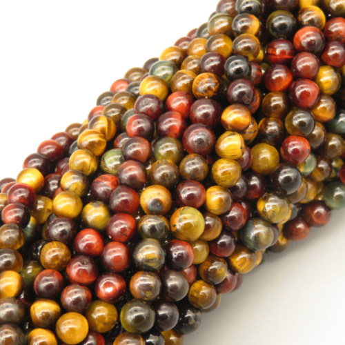 Natural Color Tiger Eye Beads Strands,Round,Dyed,Red Gold,4mm,Hole:0.8mm,95 pcs/strand,9 g/strand,5 strands/package,14.96"(38cm),XBGB07224vbnl-L020