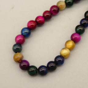 Natural Color Tiger Eye Beads Strands,Round,Dyed,Mixed Color,4mm,Hole:0.8mm,95 pcs/strand,9 g/strand,5 strands/package,14.96"(38cm),XBGB07228ahjb-L020