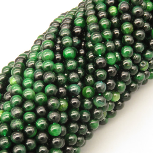 Natural Color Tiger Eye Beads Strands,Round,Dyed,Dark Green,4mm,Hole:0.8mm,95 pcs/strand,9 g/strand,5 strands/package,14.96"(38cm),XBGB07232ahjb-L020