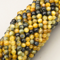 Natural Color Tiger Eye Beads Strands,Round,Dyed,Grayish Yellow,4mm,Hole:0.8mm,95 pcs/strand,9 g/strand,5 strands/package,14.96"(38cm),XBGB07238ahjb-L020