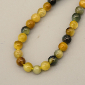 Natural Color Tiger Eye Beads Strands,Round,Dyed,Grayish Yellow,4mm,Hole:0.8mm,95 pcs/strand,9 g/strand,5 strands/package,14.96"(38cm),XBGB07238ahjb-L020