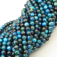 Natural Color Tiger Eye Beads Strands,Round,Dyed,Turquoise Cyan Blue Ink Blue,4mm,Hole:0.8mm,95 pcs/strand,9 g/strand,5 strands/package,14.96"(38cm),XBGB07250ahjb-L020