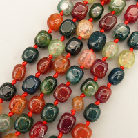Natural Agate Beads Strands,Angle of Attack,Square,Dyed,Mixed Color Wine Red Dark Green Beige,9x9x11mm-9x10x13mm,Hole:2mm,about 25 pcs/strand,about 85 g/strand,5 strands/package,14.96"(38cm),XBGB07260ahpv-L020