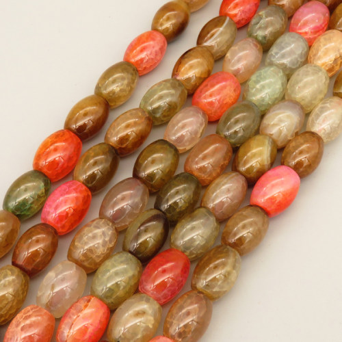 Natural Agate Beads Strands,Drum Bead,Dyed,Brown Orange Red,10x14mm,Hole:1.5mm,about 27 pcs/strand,about 110 g/strand,5 strands/package,14.96"(38cm),XBGB07270ahpv-L020