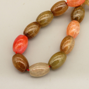 Natural Agate Beads Strands,Drum Bead,Dyed,Brown Orange Red,10x14mm,Hole:1.5mm,about 27 pcs/strand,about 110 g/strand,5 strands/package,14.96"(38cm),XBGB07270ahpv-L020