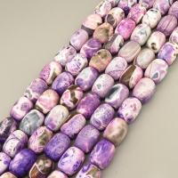 Natural Fire Agate Beads Strands,Bucket Beads,Dyed,Purple and White,14x18mm,Hole:1.5mm,about 22 pcs/strand,about 165 g/strand,5 strands/package,14.96"(38cm),XBGB07278ahpv-L020