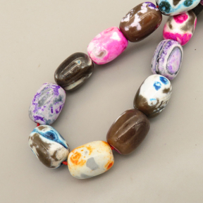 Natural Fire Agate Beads Strands,Bucket Beads,Dyed,Mixed Color Purple Blue Green,14x18mm,Hole:1.5mm,about 22 pcs/strand,about 165 g/strand,5 strands/package,14.96"(38cm),XBGB07280ahpv-L020