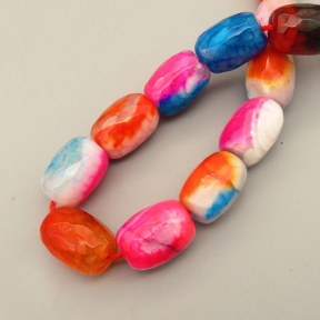 Natural Fire Agate Beads Strands,Bucket Beads,Faceted,Dyed,Rose Red Sky Blue Orange Red,14x18mm,Hole:1.5mm,about 22 pcs/strand,about 165 g/strand,5 strands/package,14.96"(38cm),XBGB07282ahpv-L020