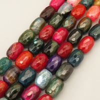 Natural Agate Beads Strands,Bucket Beads,Faceted,Dyed,Mixed Color Rose Red Purple Powder,14x18mm,Hole:1.5mm,about 22 pcs/strand,about 165 g/strand,5 strands/package,14.96"(38cm),XBGB07284ahpv-L020
