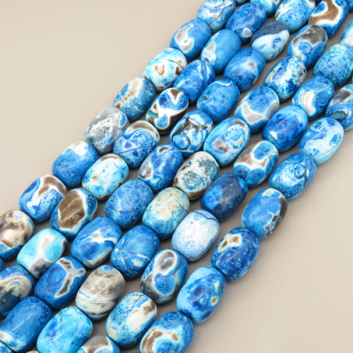 Natural Fire Agate Beads Strands,Bucket Beads,Dyed,Navy Blue,14x18mm,Hole:1.5mm,about 22 pcs/strand,about 165 g/strand,5 strands/package,14.96"(38cm),XBGB07286ahpv-L020