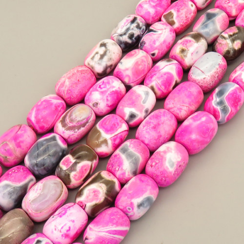 Natural Fire Agate Beads Strands,Bucket Beads,Dyed,Pink,14x18mm,Hole:1.5mm,about 22 pcs/strand,about 165 g/strand,5 strands/package,14.96"(38cm),XBGB07288ahpv-L020