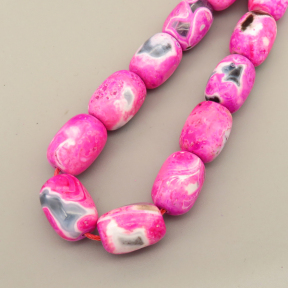 Natural Fire Agate Beads Strands,Bucket Beads,Dyed,Pink,14x18mm,Hole:1.5mm,about 22 pcs/strand,about 165 g/strand,5 strands/package,14.96"(38cm),XBGB07288ahpv-L020
