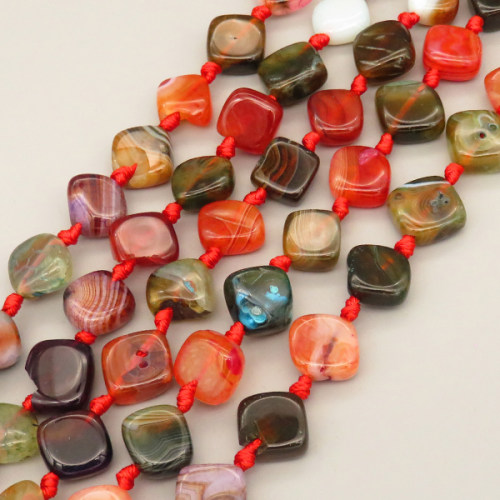 Natural Agate Beads Strands,Random Block,Dyed,Mixed Color,6x13x13mm-6x12x12mm,Hole:1.5mm,about 24 pcs/strand,about 105 g/strand,5 strands/package,14.96"(38cm),XBGB07298vihb-L020