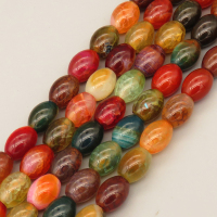 Natural Agate Beads Strands,Drum Bead,Dyed,Brownish Dark Green,8x10mm,Hole:1.2mm,about 37 pcs/strand,about 50 g/strand,5 strands/package,14.96"(38cm),XBGB07306vihb-L020