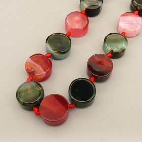 Natural Agate Beads Strands,Angle of Attack,Round Block,Dyed,Mixed Color Dark Green Wine Red,8x14mm,Hole:1.5mm,about 23 pcs/strand,about 100 g/strand,5 strands/package,14.96"(38cm),XBGB07314vihb-L020