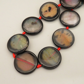 Natural Agate Beads Strands,Disc Shape,Dyed,Black Pink Purple,5x30mm,Hole:2mm,about 11 pcs/strand,about 220 g/strand,5 strands/package,14.96"(38cm),XBGB07318vihb-L020