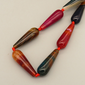 Natural Agate Beads Strands,Water Droplets,Dyed,Mixed Color,10x30mm,Hole:1.2mm,about 11 pcs/strand,about 230 g/strand,5 strands/package,14.96"(38cm),XBGB07320vihb-L020
