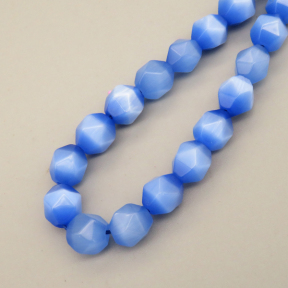 Cat Eye Beads Strands,Star Horn,Faceted,Dyed,Sky Blue,8mm,Hole:1.2mm,about 36 pcs/strand,about 36 g/strand,5 strands/package,14.96"(38cm),XBGB07324ahjb-L020