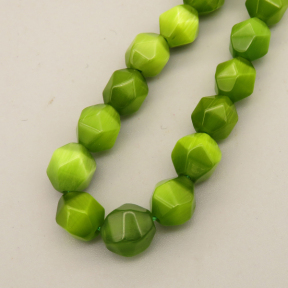 Cat Eye Beads Strands,Star Horn,Faceted,Dyed,Grass Green,8mm,Hole:1.2mm,about 36 pcs/strand,about 36 g/strand,5 strands/package,14.96"(38cm),XBGB07336ahjb-L020