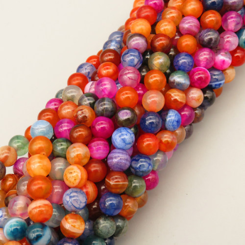 Natural Agate Beads Strands,Round,Dyed,Mixed Color,6mm,Hole:1mm,about 61 pcs/strand,about 22 g/strand,5 strands/package,14.96"(38cm),XBGB07344vbmb-L020