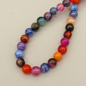 Natural Agate Beads Strands,Round,Dyed,Mixed Color,6mm,Hole:1mm,about 61 pcs/strand,about 22 g/strand,5 strands/package,14.96"(38cm),XBGB07344vbmb-L020