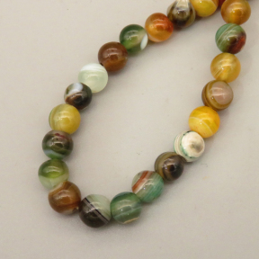 Natural Agate Beads Strands,Round,Dyed,Grass Green Yellow Brown,6mm,Hole:1mm,about 61 pcs/strand,about 22 g/strand,5 strands/package,14.96"(38cm),XBGB07350vbmb-L020