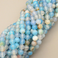 Natural Agate Beads Strands,Round,Dyed,Sky Blue Milky White,6mm,Hole:1mm,about 61 pcs/strand,about 22 g/strand,5 strands/package,14.96"(38cm),XBGB07352vbmb-L020