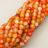 Natural Agate Beads Strands,Round,Faceted,Dyed,Orange Khaki,6mm,Hole:1mm,about 61 pcs/strand,about 22 g/strand,5 strands/package,14.96"(38cm),XBGB07364vbnb-L020